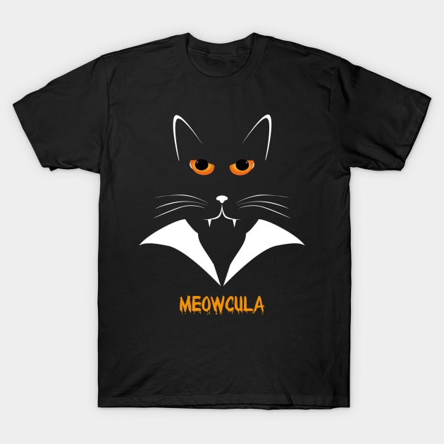 Meowcula Funny Cat Vampire Dracula Halloween Tee Shirt gift T-Shirt by stearman